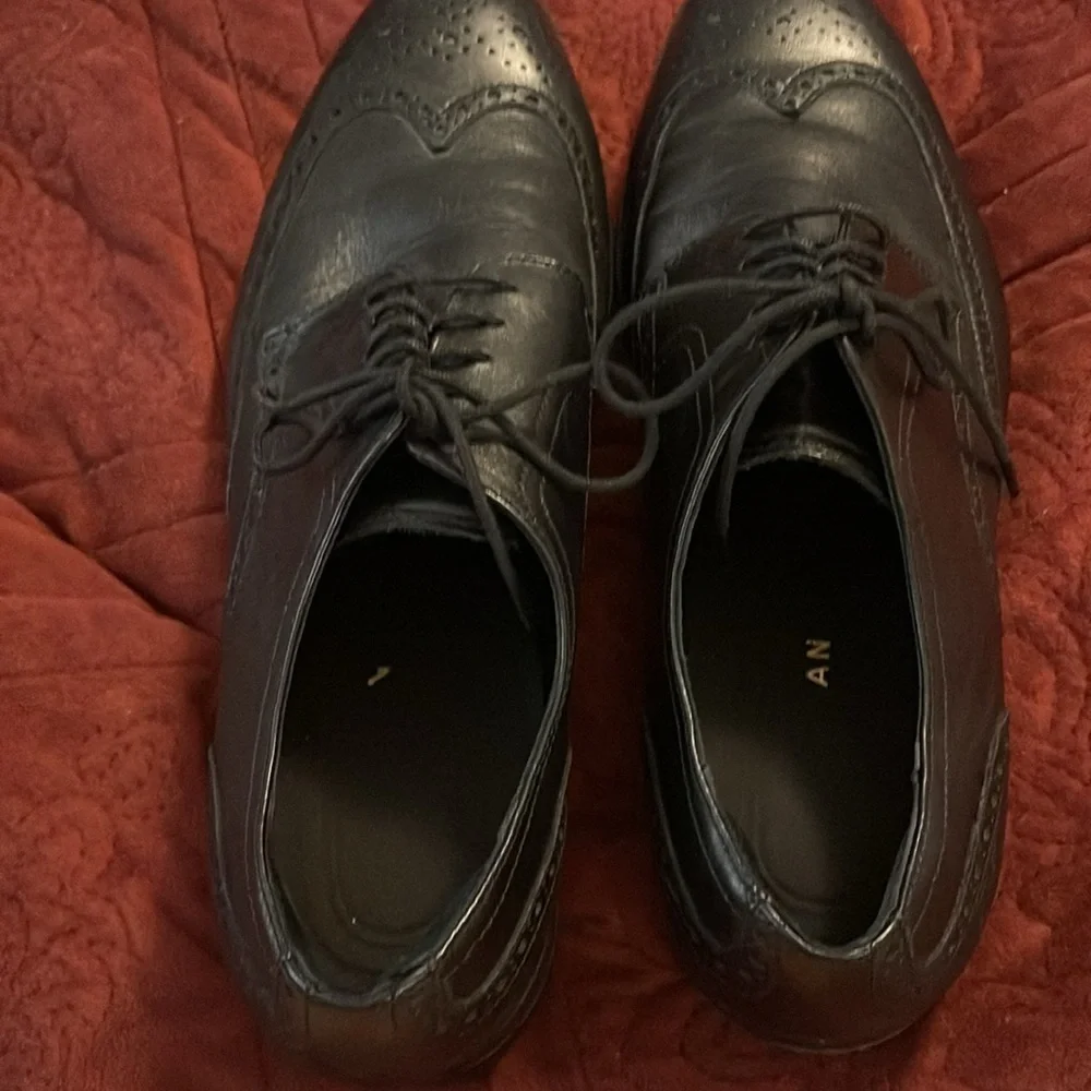 Cole Haan Men's Grand .0S Wingtip Oxford Dress Shoes Black‎ Size 12M preowned
